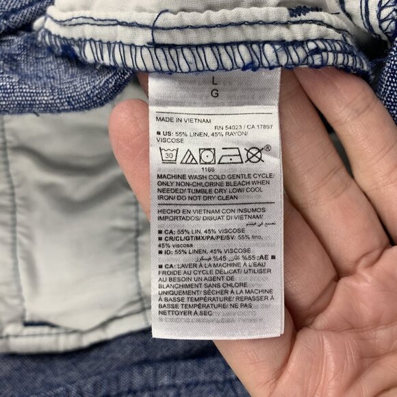 Old Navy Blue Chambray Linen Blend High Rise Pull On Ankle Pant L - Picture 5 of 7